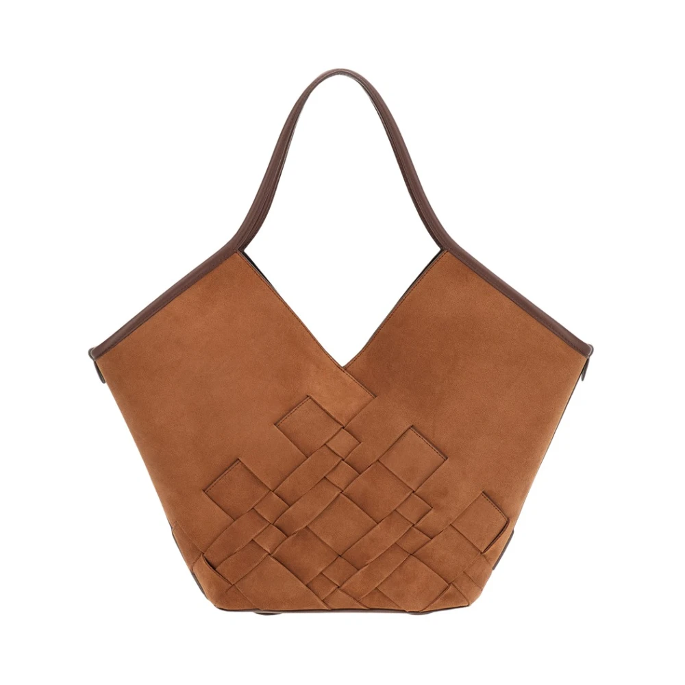 Hereu Brown Shopping Bags, Female, One Size, Calella Suede Tote