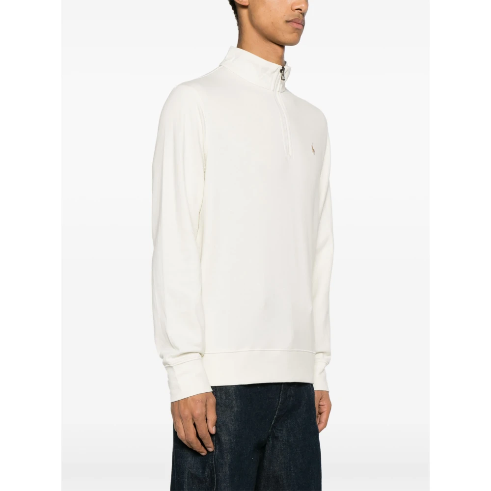 Polo Ralph Lauren Katoenen Half-Zip Gebreide Trui met Geborduurd Logo White Heren