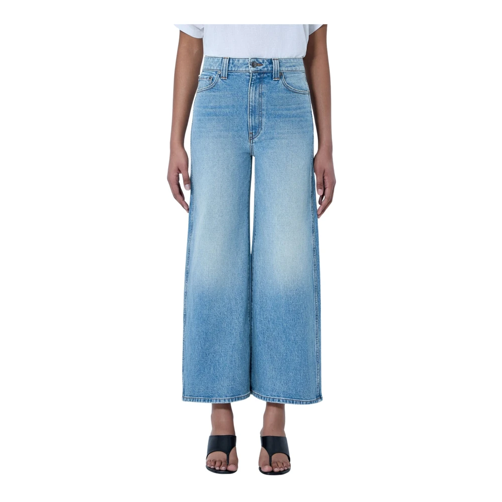 Khaite Women's Blue Wide Jeans, W27, Wide-Leg Denim Culottes