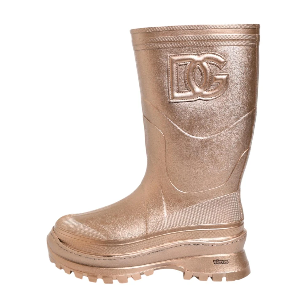 Dolce & Gabbana Women's Pink Wellies, 8 Uk, Rubber Pull-On Rain Boots