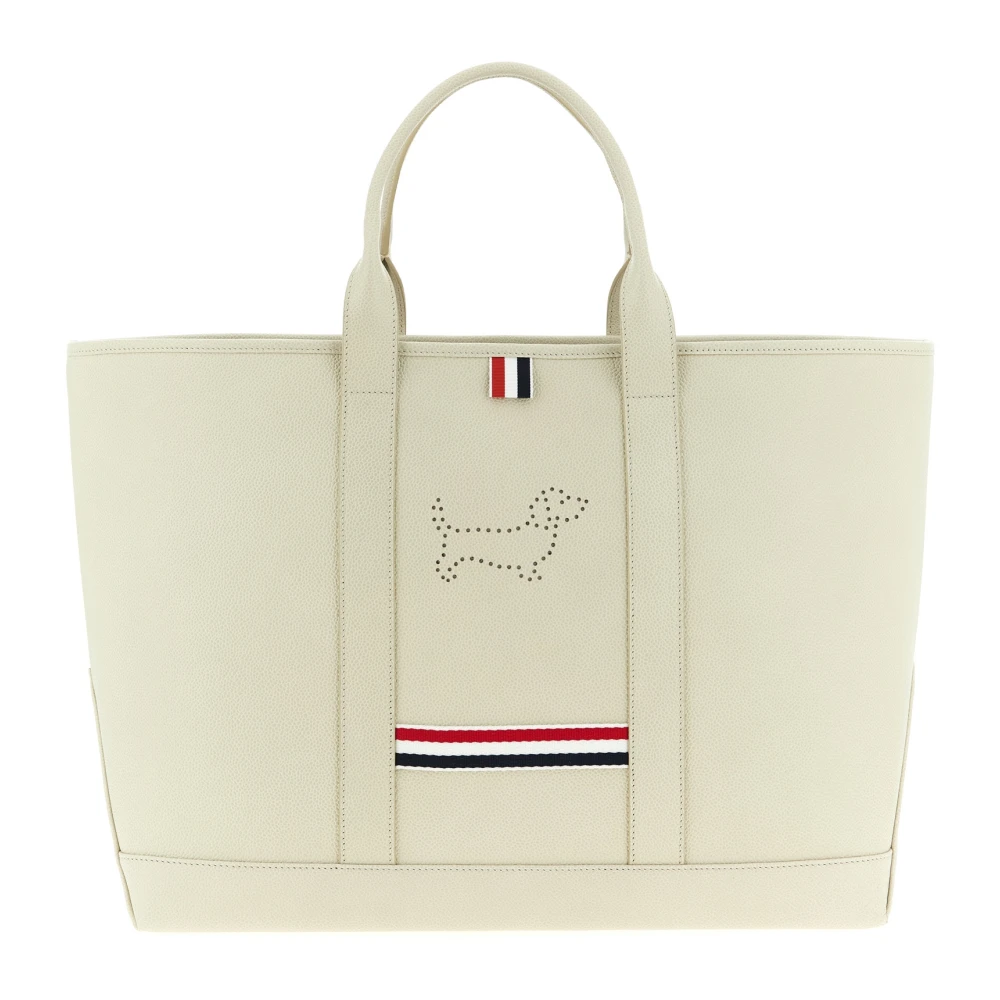 Thom Browne Women's White Pebble Grain Hector Medium Tool Tote - Shopping Bags - One Size - Bags