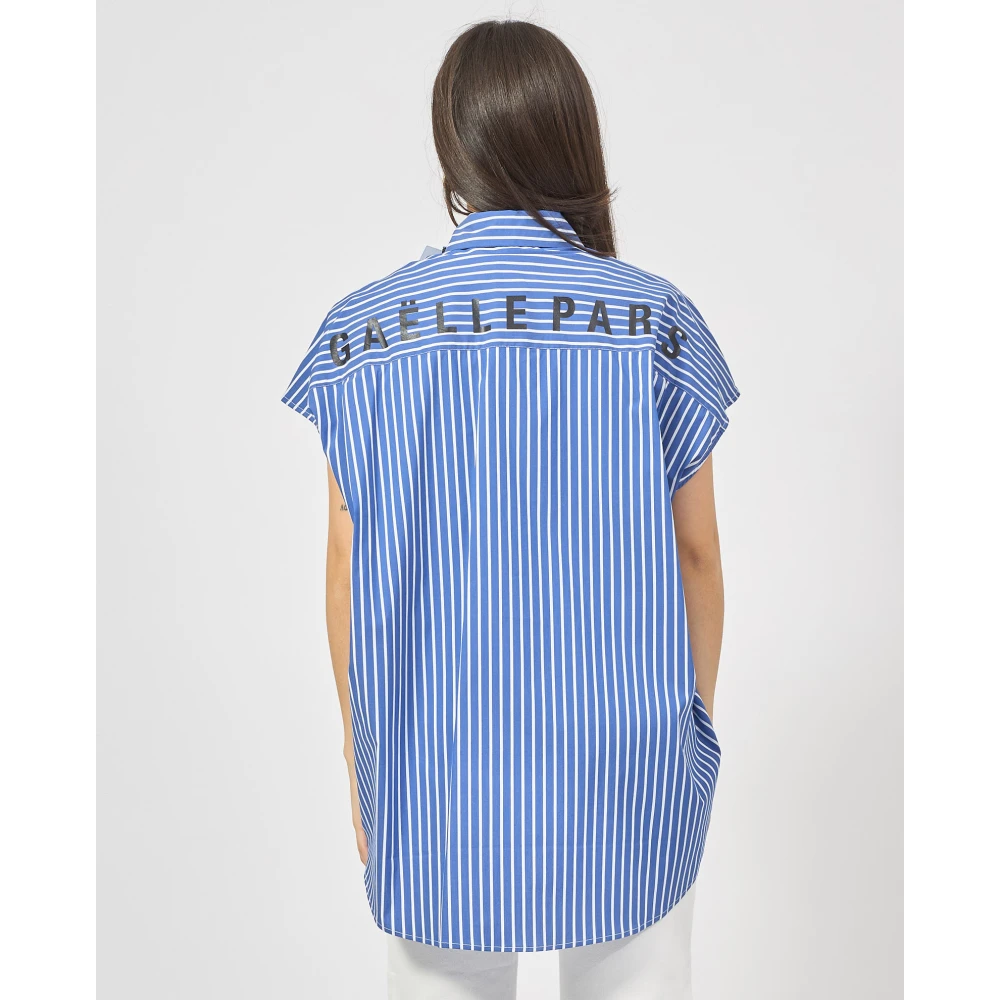 Gaëlle Paris Blauw Gestreepte Oversized Shirt Blue Dames