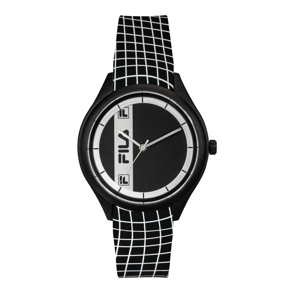Fila Unisex Black Watches, One Size, Adult Watch Filastyle 44 Mm Silicone Strap 38-321