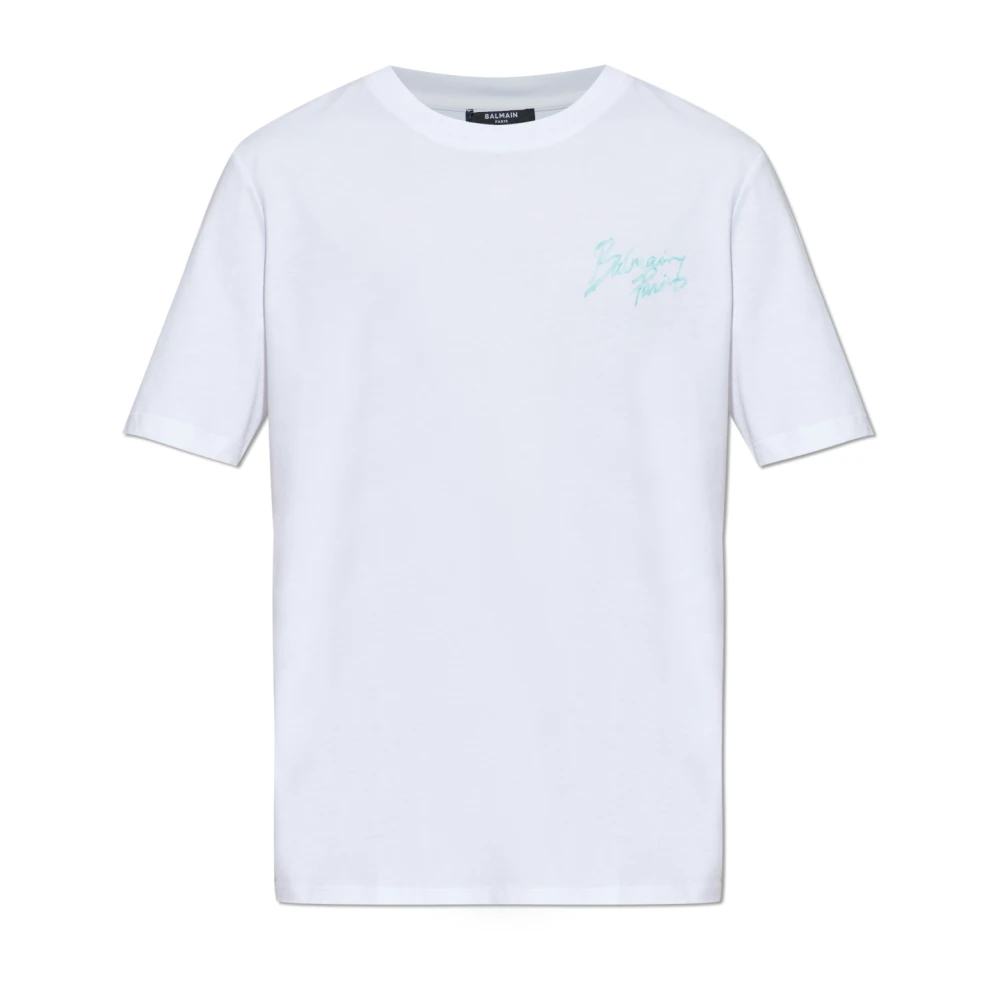 Balmain White Printed Cotton T-Shirt - Male - T-Shirts - L - Tops