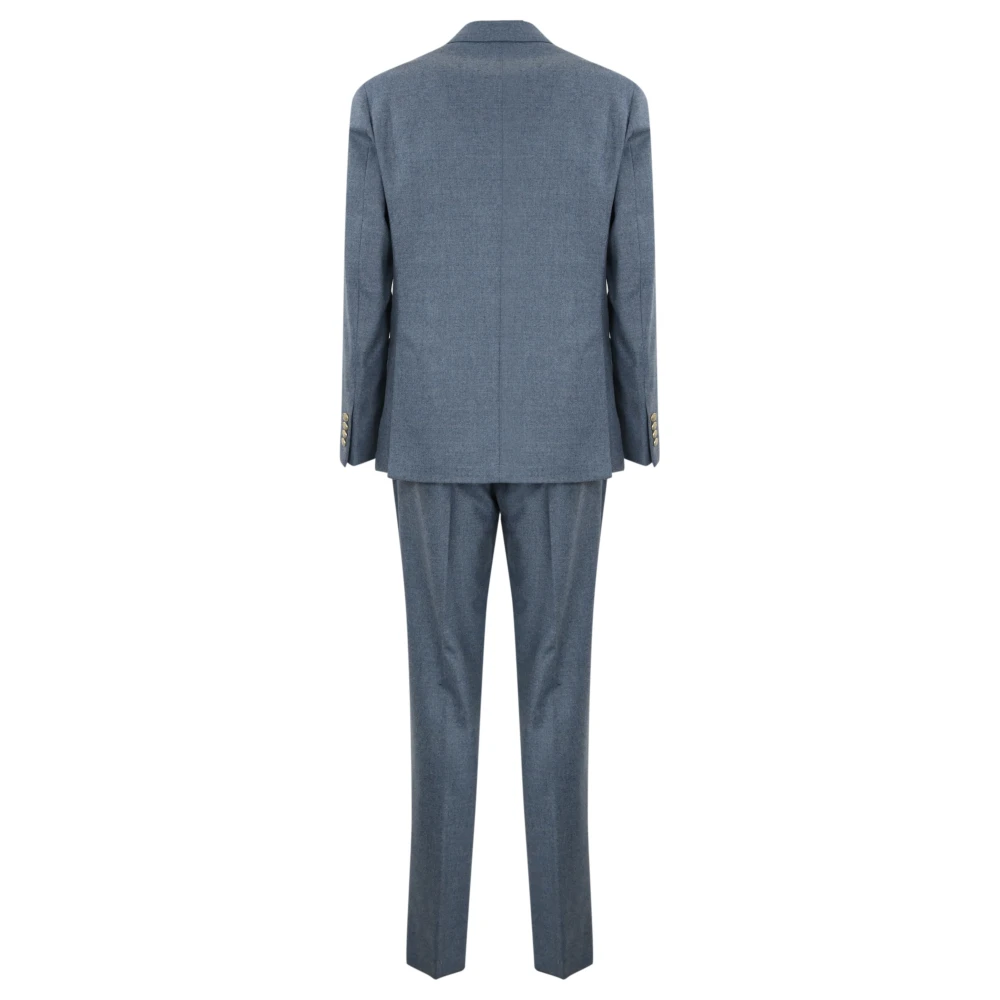 Eleventy Dubbelbreasted Flanel Wol Kasjmier Pak Blue Heren