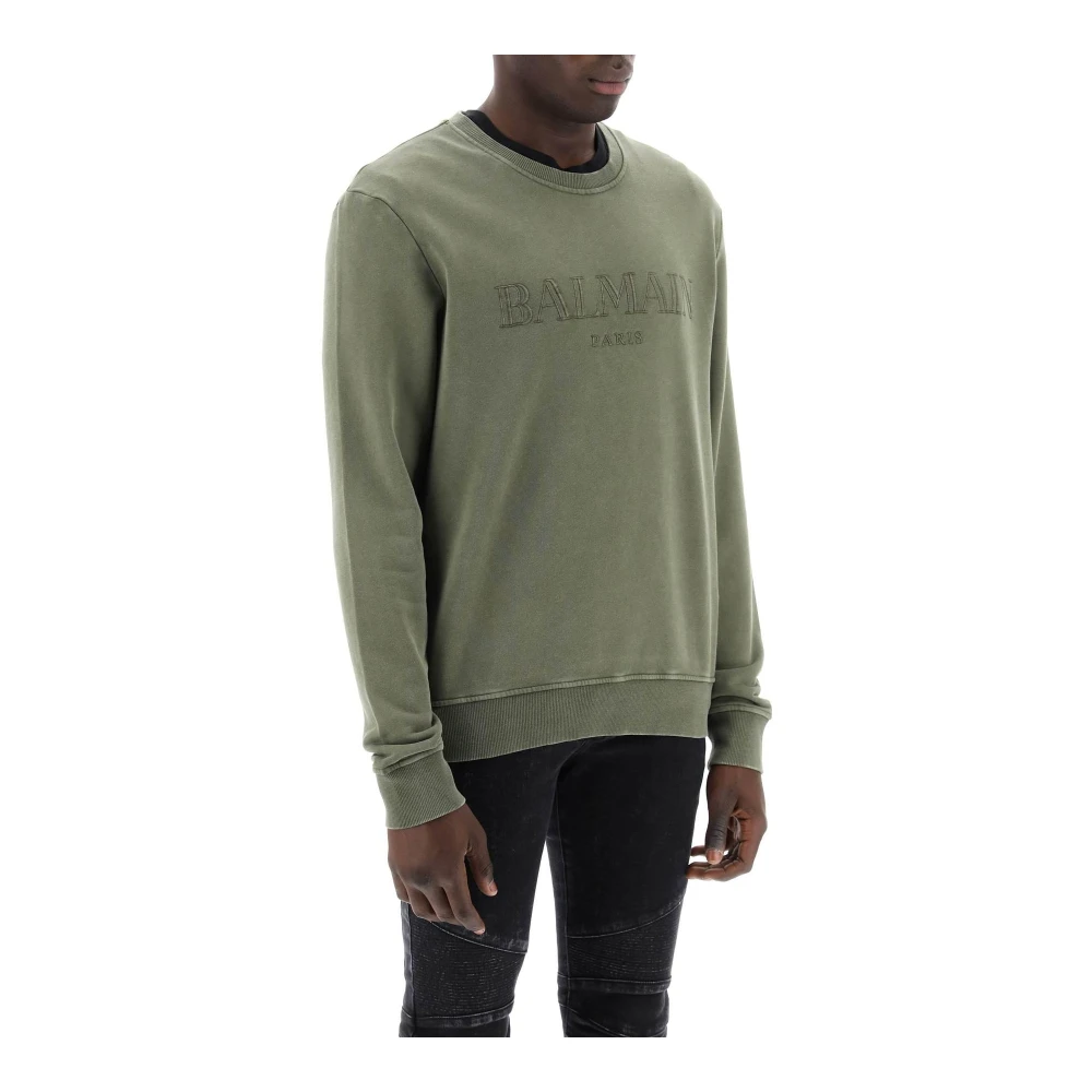 Balmain Vintage Crewneck Sweatshirt Green Heren