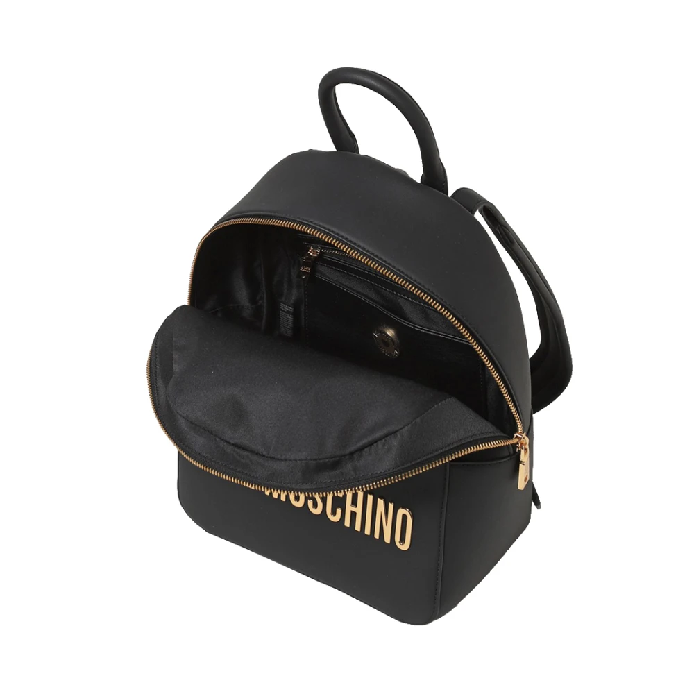 Moschino Zwarte Trendy Rugzak met Gouden Details Black Dames