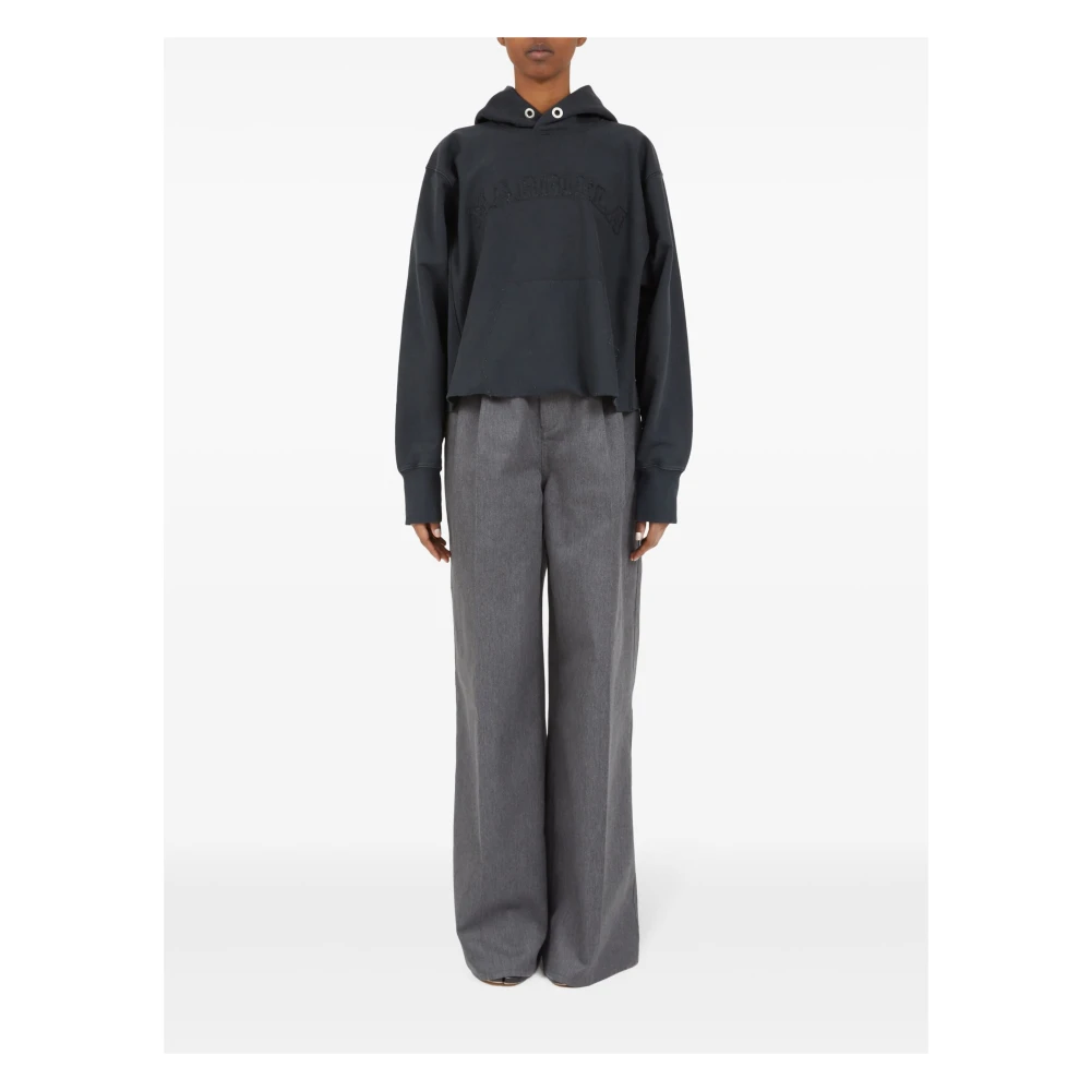 Maison Margiela Geborduurde Katoenen Hoodie Gray Dames