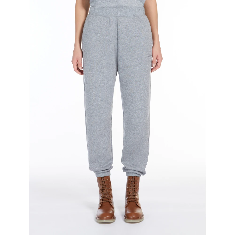 Max Mara Grijze geribbelde joggingbroek met geborduurde details Gray Dames