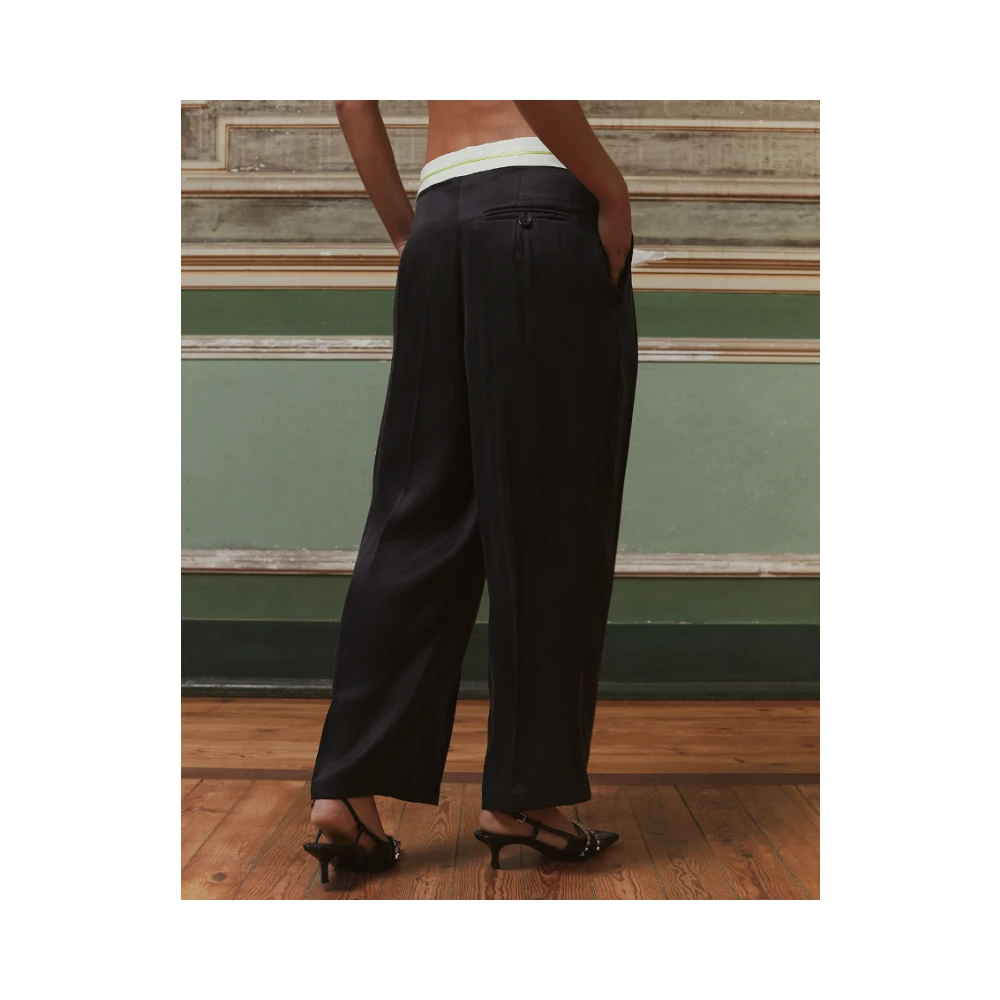 Mes Demoiselles Zwarte Satijnen Lyocell Broek Black Dames