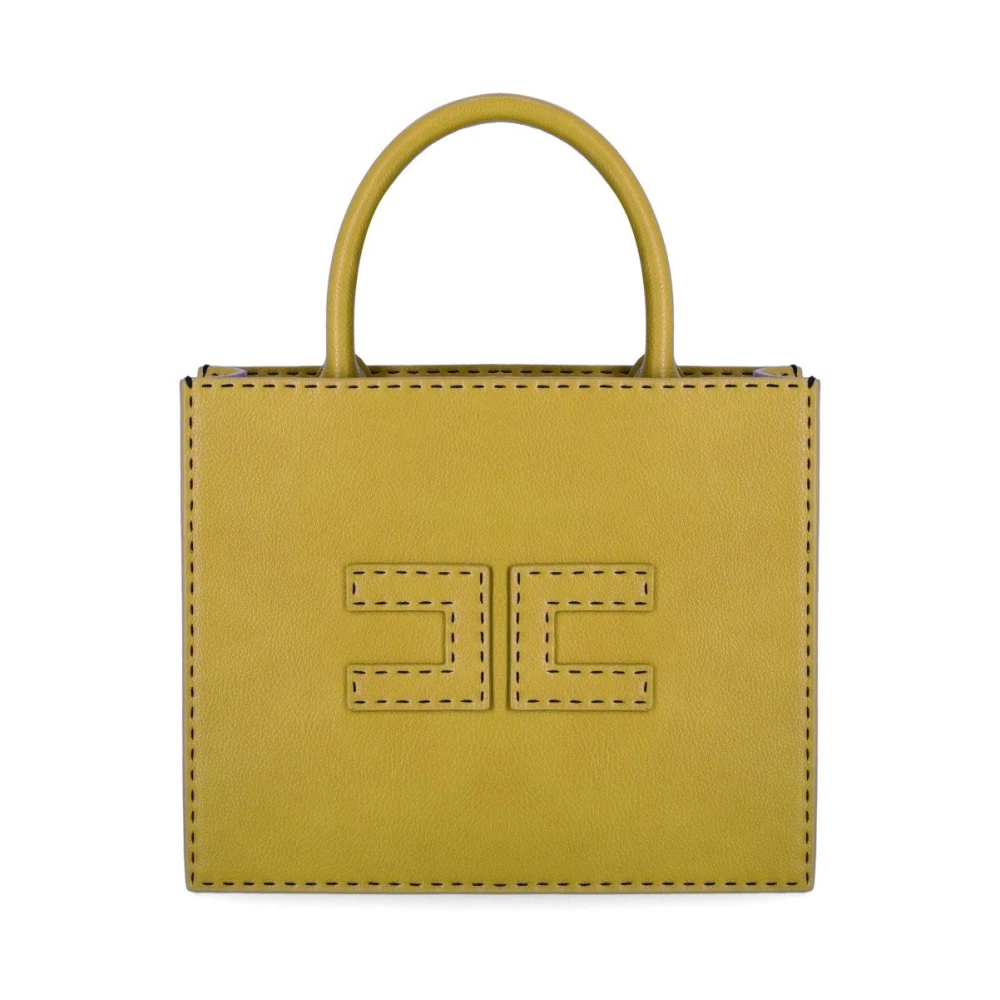 Elisabetta Franchi Curry Handväska med Dubbel C Logo Yellow, Dam