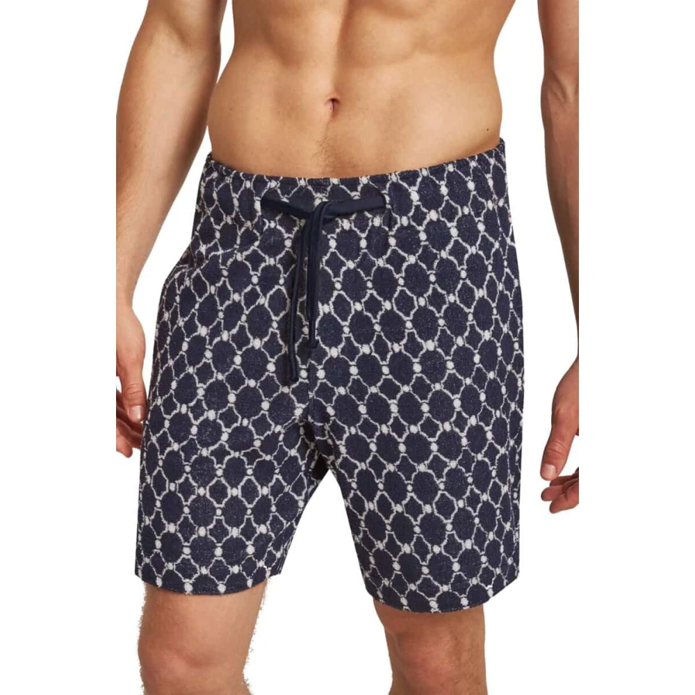 Orlebar Brown Midnight Navy Geo Tile Gebreide Shorts Blue Heren