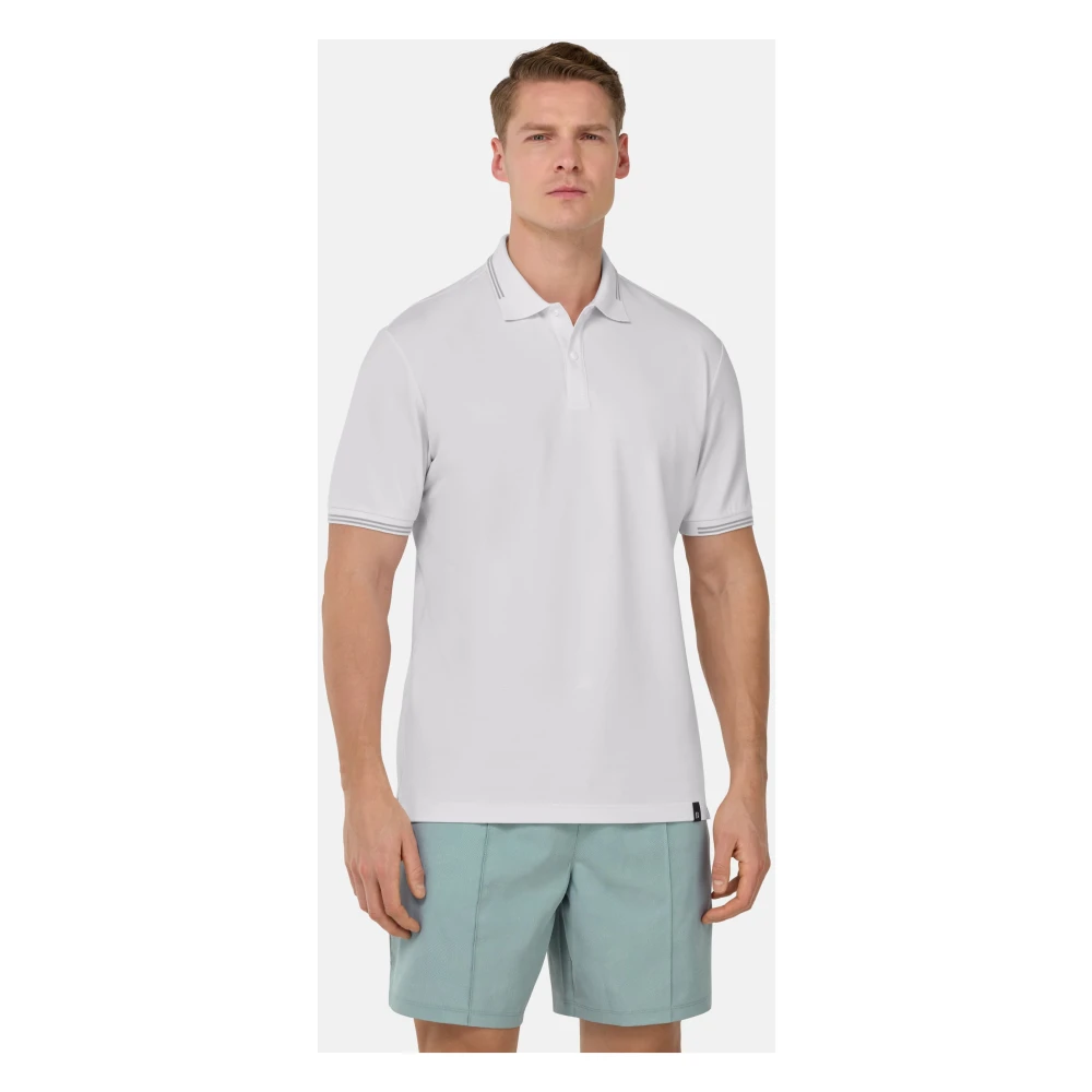 Boggi Milano B Tech Cool Jade-Fresh Piqué Poloshirt White Heren