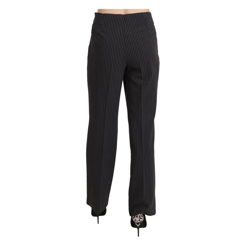 Bencivenga Elegante Gestreepte Straight Fit Broek Black Dames
