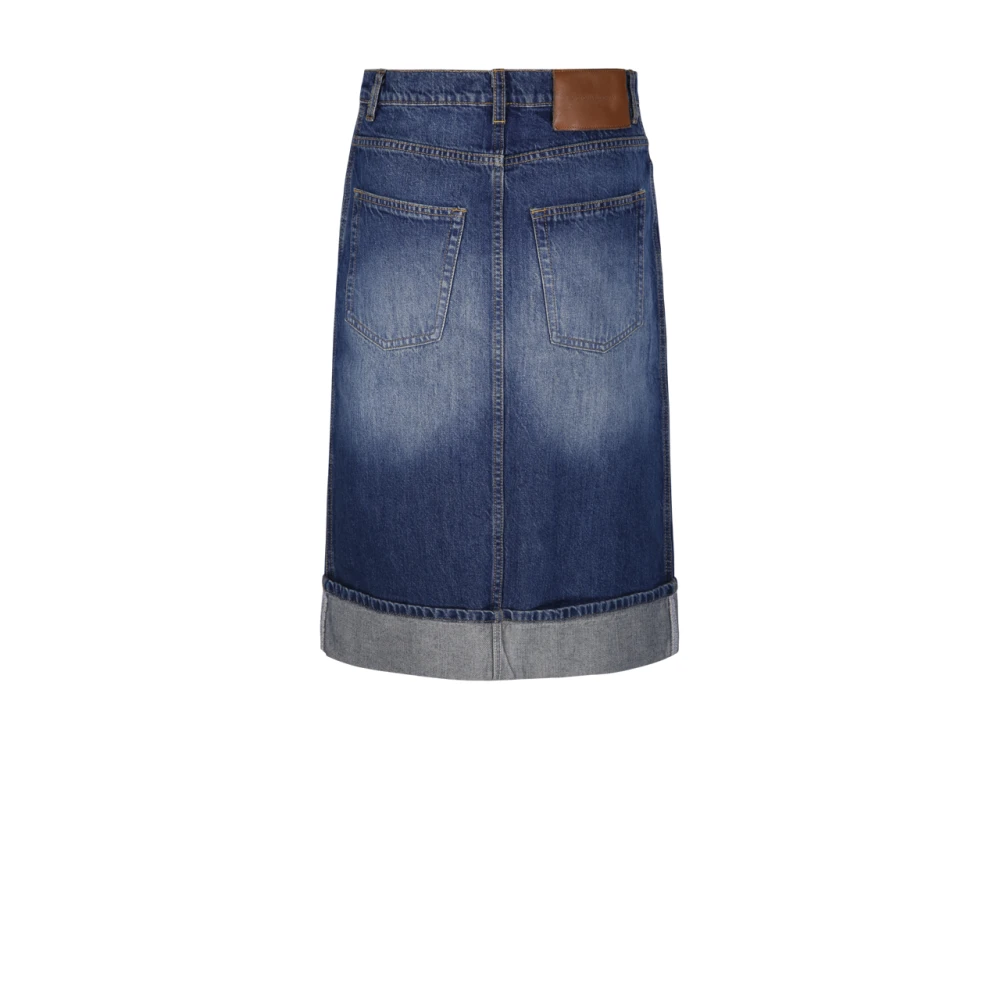 Victoria Beckham Vintage Indigo Denim Rok met Placket Detail Blue Dames