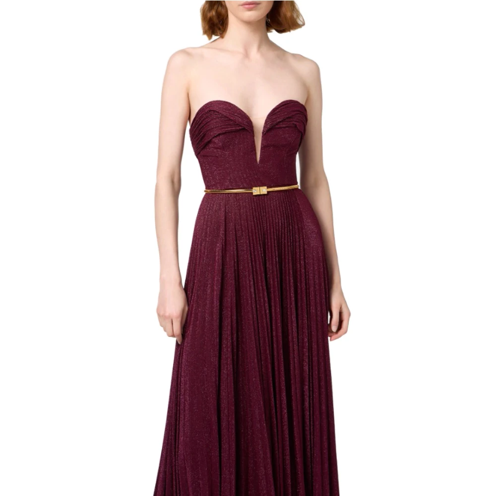 Elisabetta Franchi Geplooide Lurex Jersey Rode Loper Jurk Red Dames