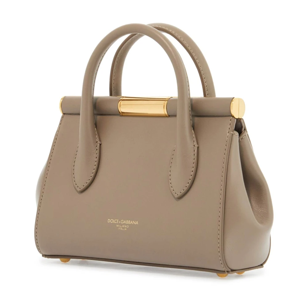 Dolce & Gabbana Taupe Leren Handtas met Slot Beige Dames