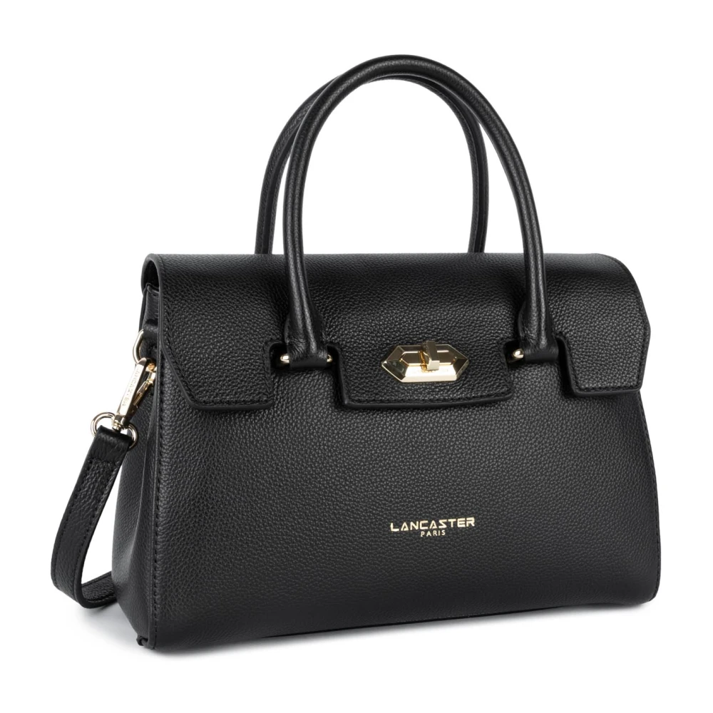 Lancaster Flap Handtas met Metalen Sluiting Black Dames