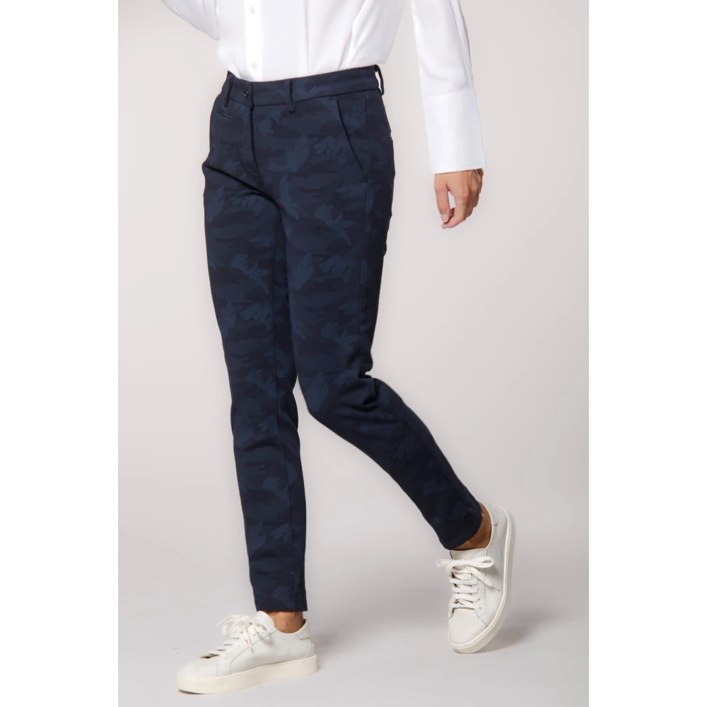 Mason's Camouflage Slim Chino Broek Blue Dames