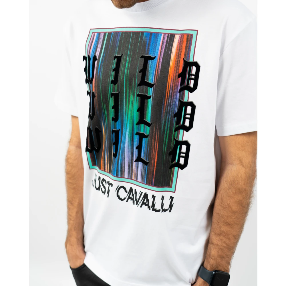 Just Cavalli Grafisch Bedrukt T-Shirt Losse Pasvorm White Heren