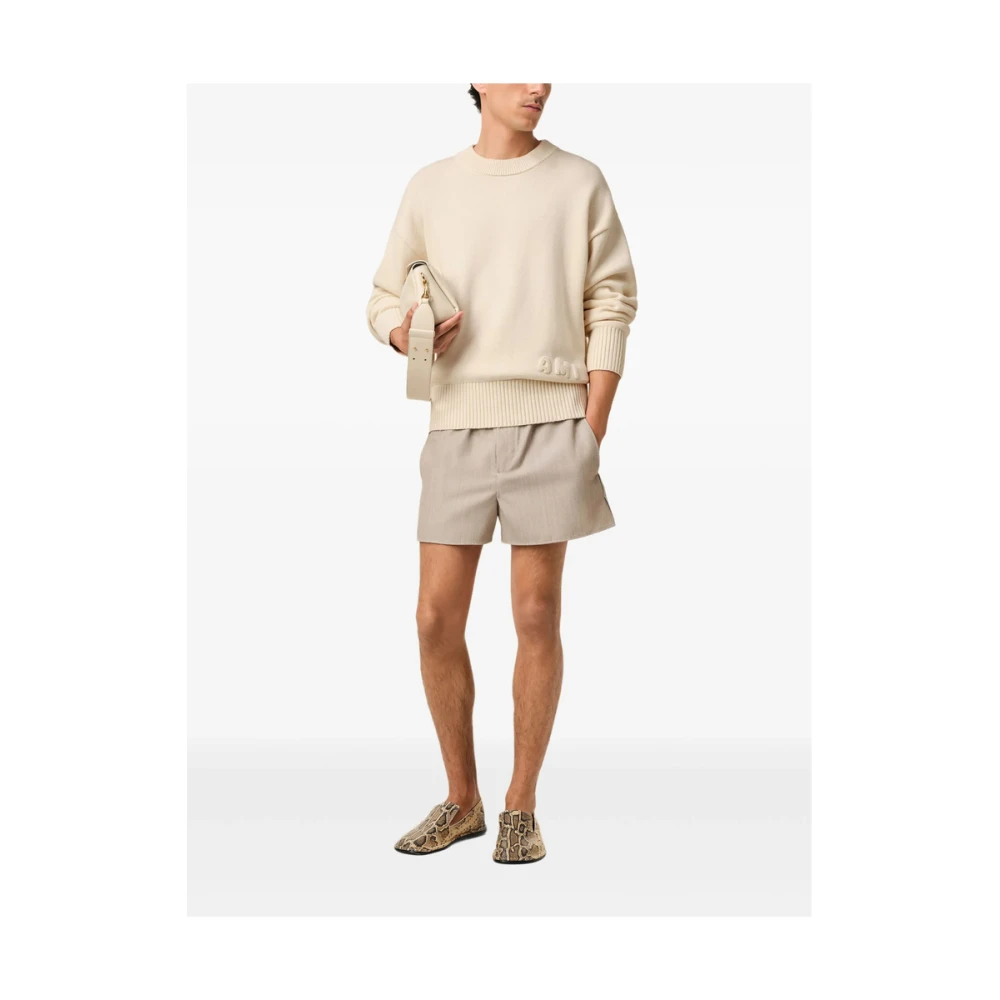 Ami Paris Roomwit Crew Neck Sweater Beige Heren