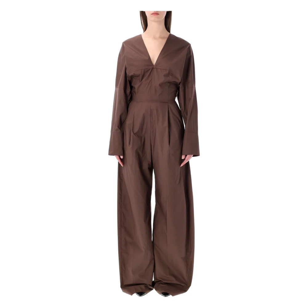 Thelatest Women's Brown Poplin Jumpsuit - Jumpsuits - Xs - Jumpsuits & Playsuits