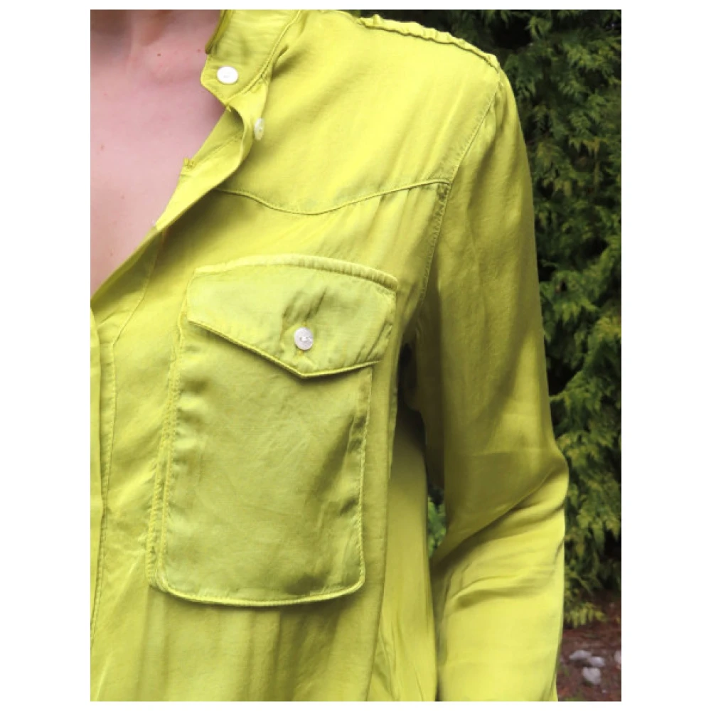 Mason's Satijnen Safari Blouse Green Dames