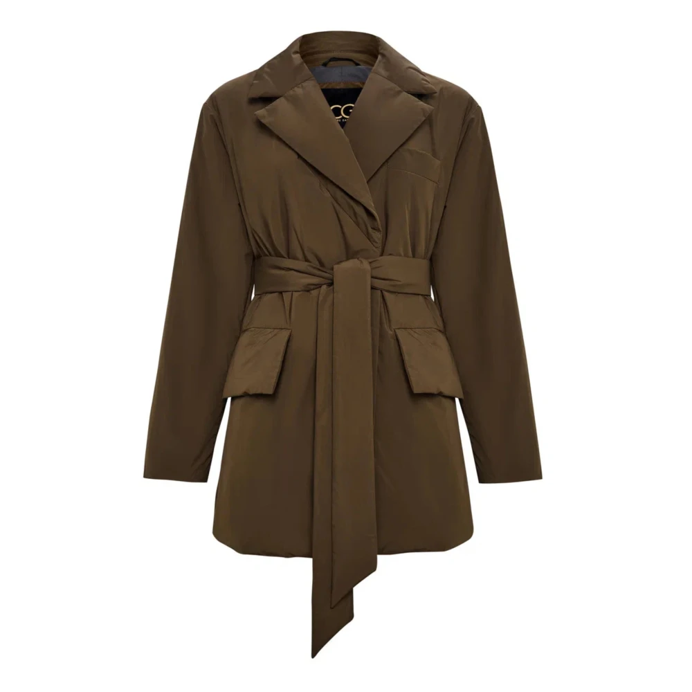 Cesare Gaspari Geriemde Gewatteerde Blazer Bruin Brown Dames