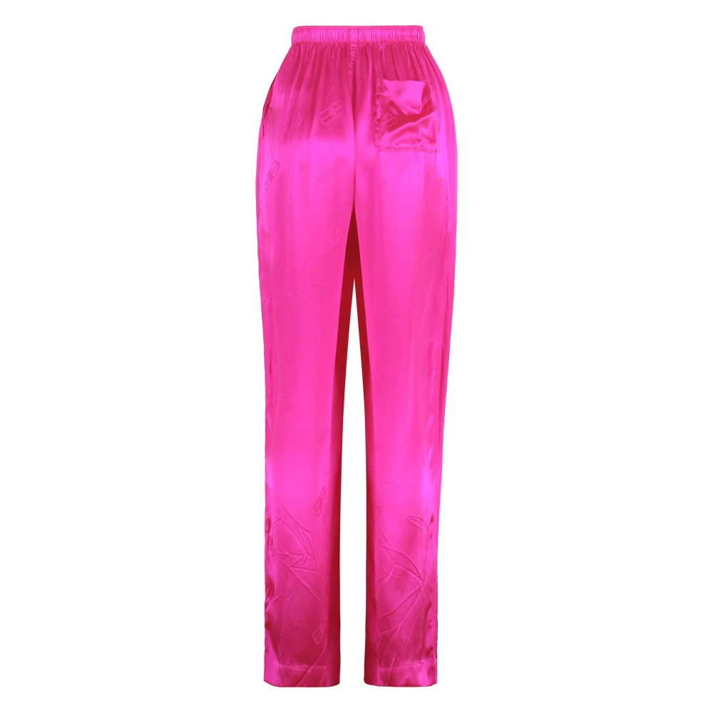 Balenciaga Zijden Gekreukte Pyjamabroek Pink Dames