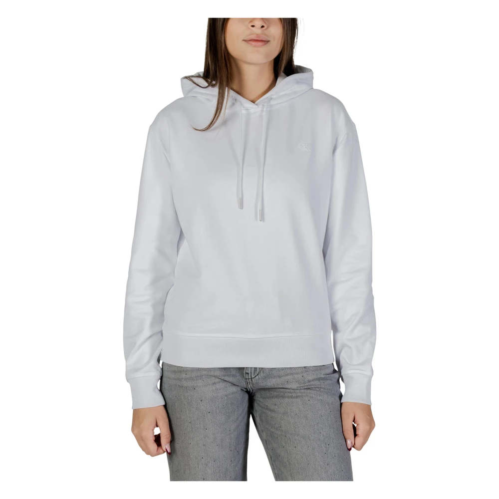 Calvin Klein Jeans Women's White Hoodies, L, Ls Archive Terry Hoodie
