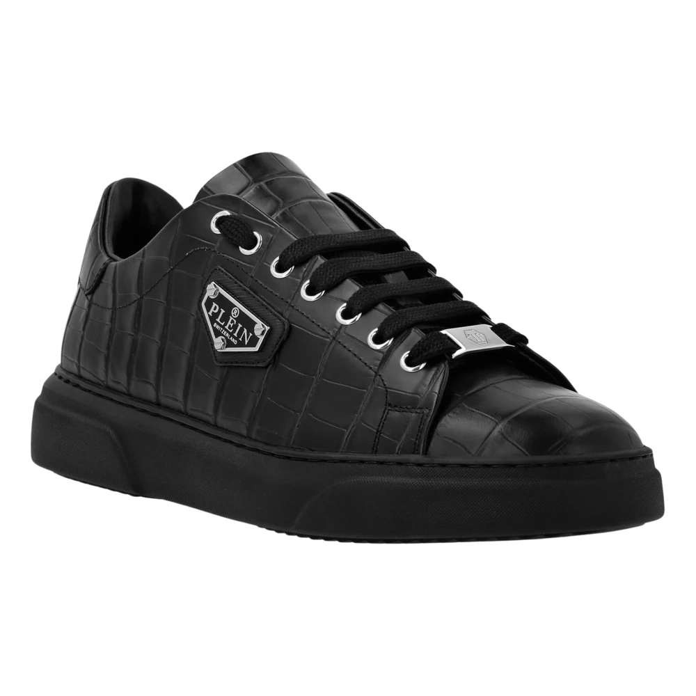 Philipp Plein Crocco Lo-Top Sneakers Iconic Plein unisex Schoenen Zwart