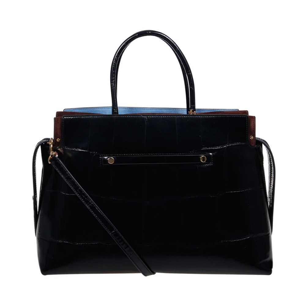 TORY BURCH Geëtste Croc Grote Satchel in Zwart Black Dames