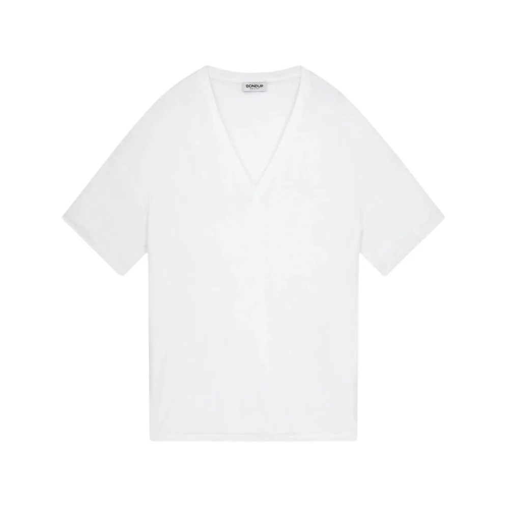 Dondup V-hals Jersey T-shirt White Dames