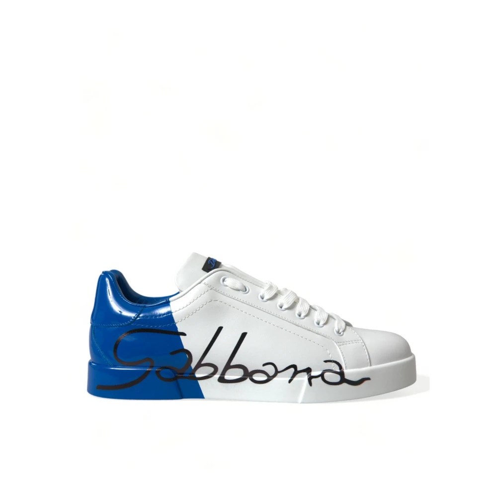 Dolce & Gabbana Multicolor Sneakers, Male, 10 1/2 Uk, Leather Low Top Trainers - White Blue