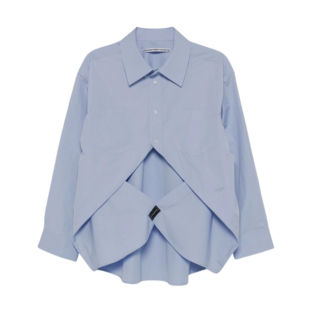 Alexander wang Katoenen Pull Back Shirt Blue Dames