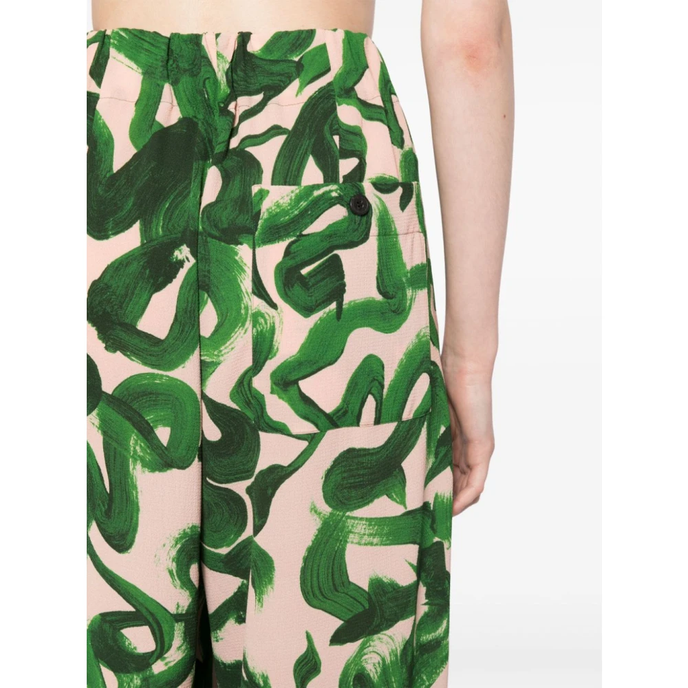 Dries Van Noten Abstracte Kwaststreek Wijde Broek Green Dames