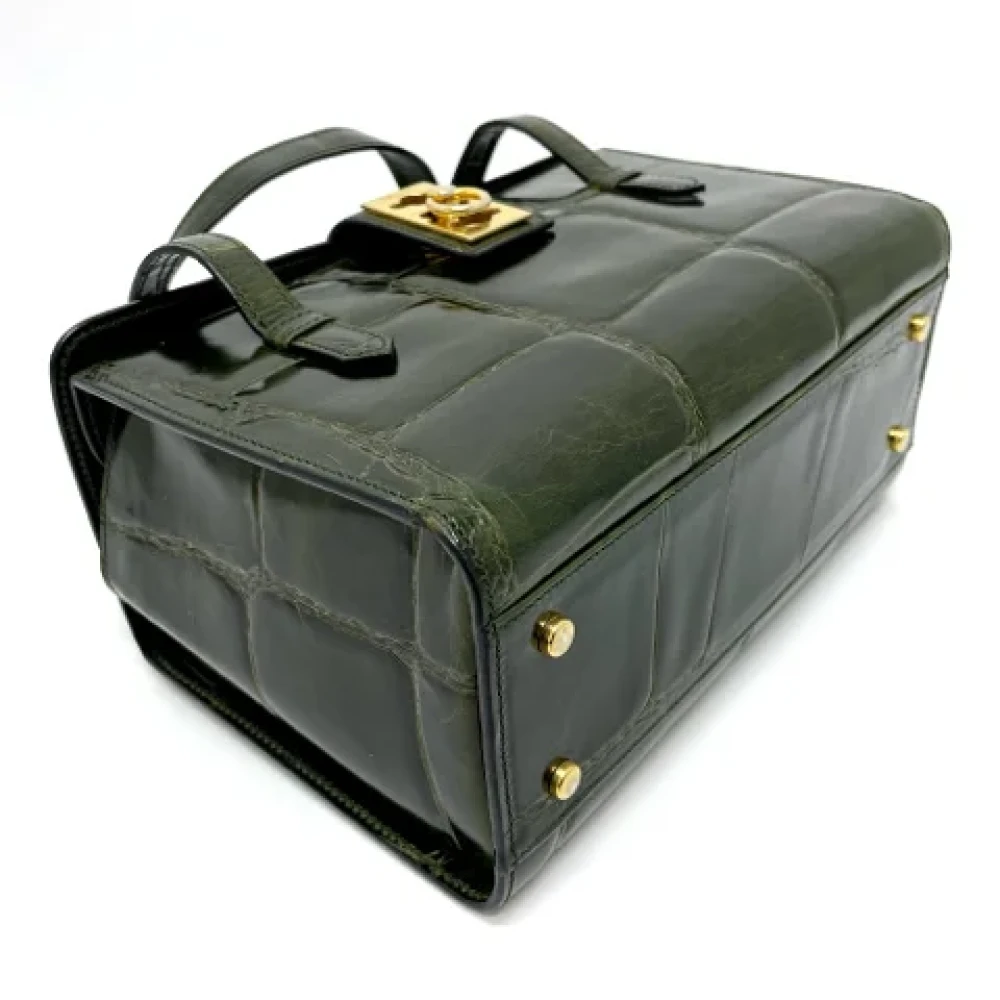 Celine Vintage Pre-owned Leather handbags Green Dames
