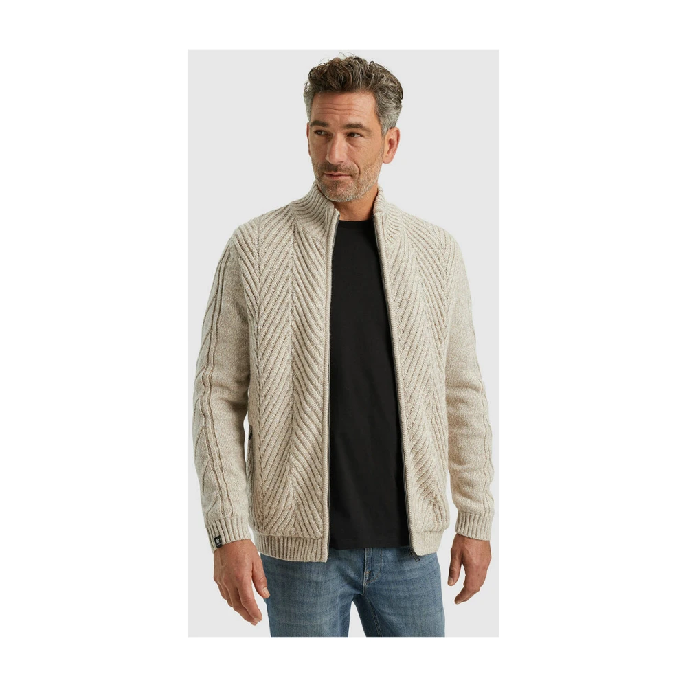 Vanguard Wollen Blend Rits Jas Beige Heren