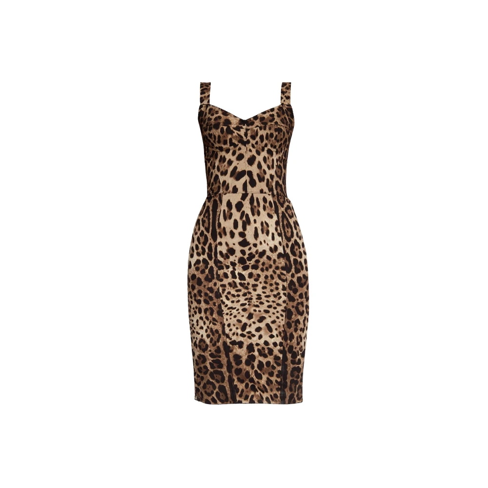 Dolce & Gabbana Vrouw Bruin Kleedjes Dames, S, Jurk Met Dierenprint