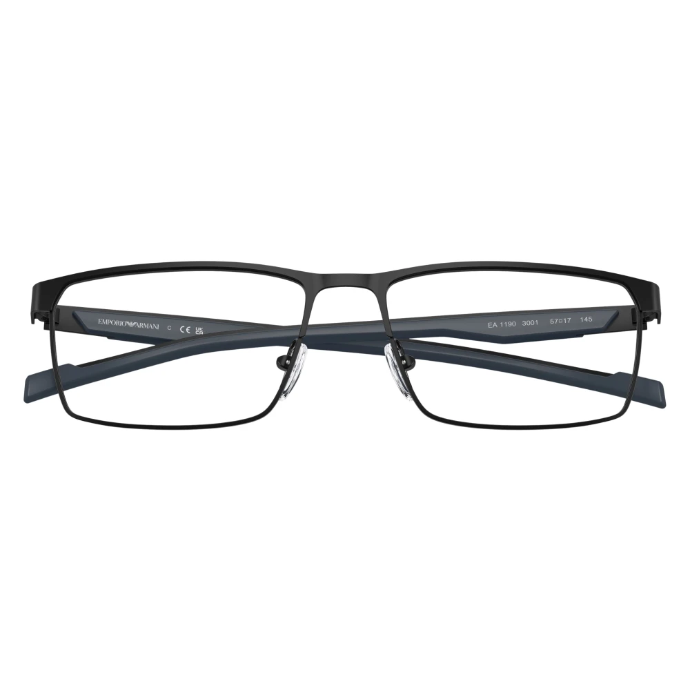 Emporio Armani Black Ea1190 3001 Man Optical Frames Metal Transparent Squared Normal - Image 3