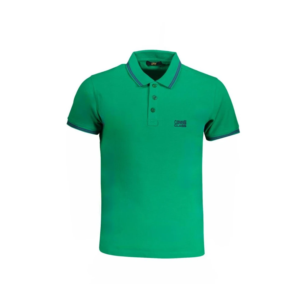 Cavalli Class Men's Green Cotton Polo Shirt Classic Fit 2XL