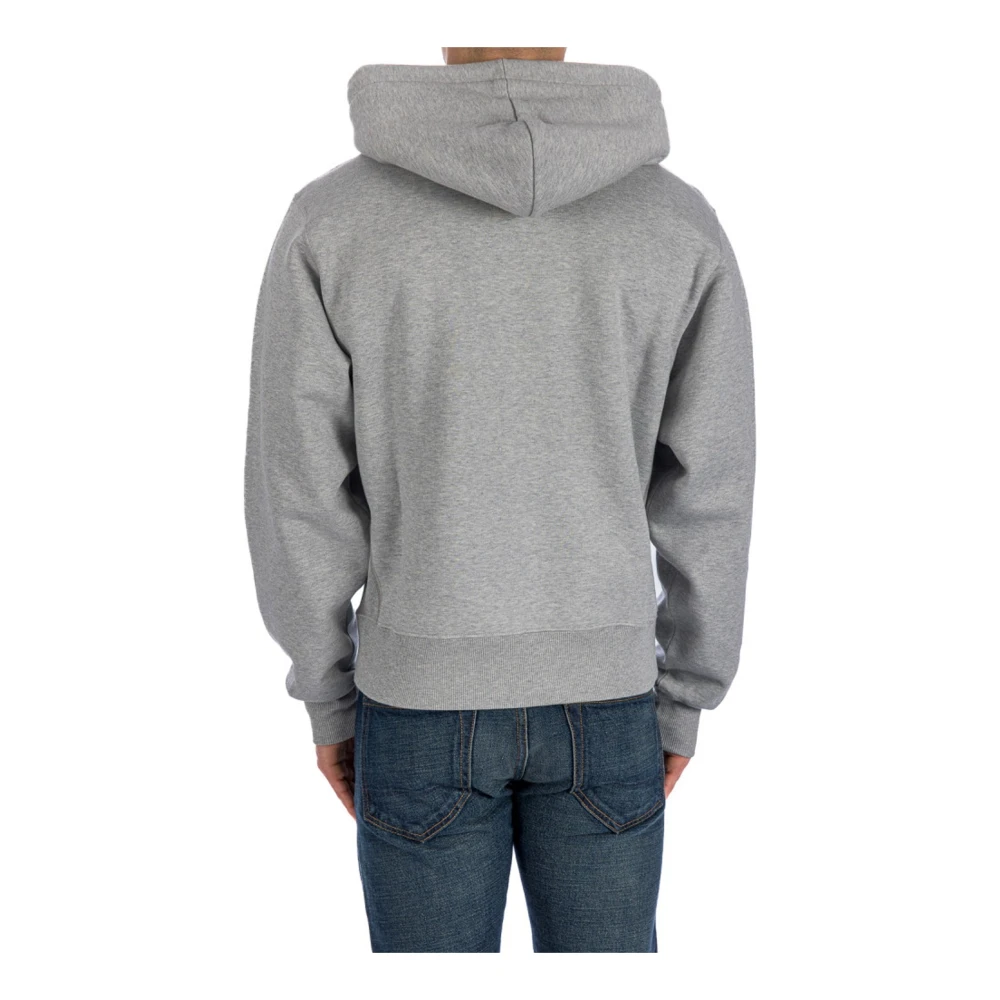Saint Laurent Hooded katoenen sweatshirt met Cassandre-borduursel Gray Heren