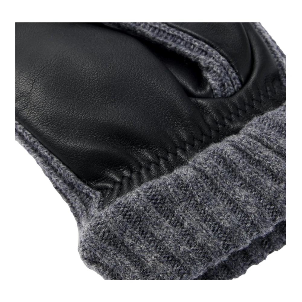 Hugo Boss Hyden-KN Leren en wollen handschoenen Black Heren