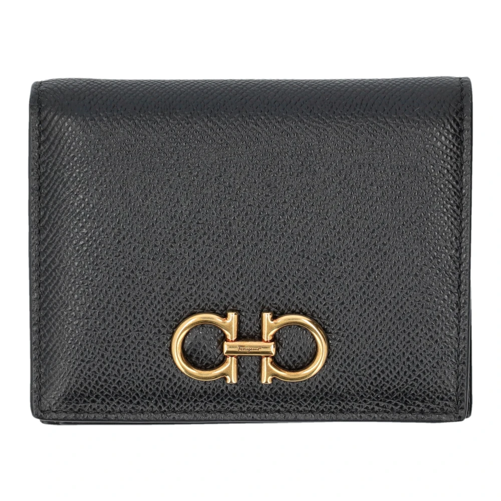 Salvatore Ferragamo Zwarte Gancini Bifold Portemonnee Accessoires Black Dames