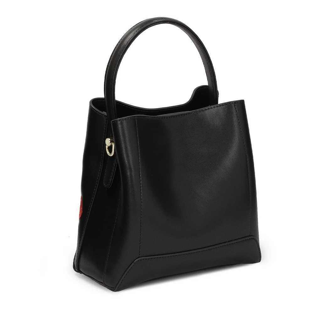 Kazar Zwarte handtas met rode bloemen Black Dames