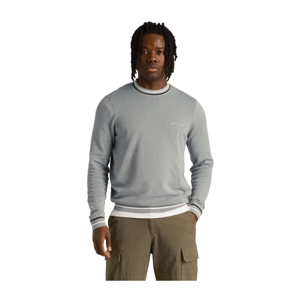 Lyle & Scott Katoenen Gebreide Crew Neck Jumper Blue Heren