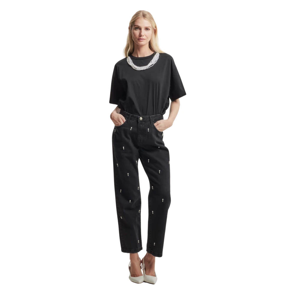 Kocca Jeans met kralen details Black Dames