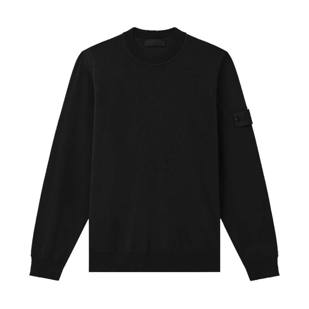 Stone Island , Round-Neck Knitwear, Male, Black, 2XL, Ghost Crewneck Jumper