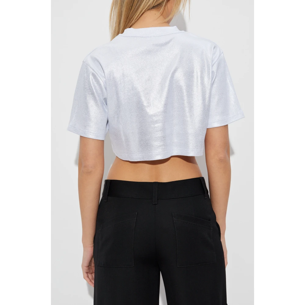 Off White Korte loszittende t-shirt Gray Dames