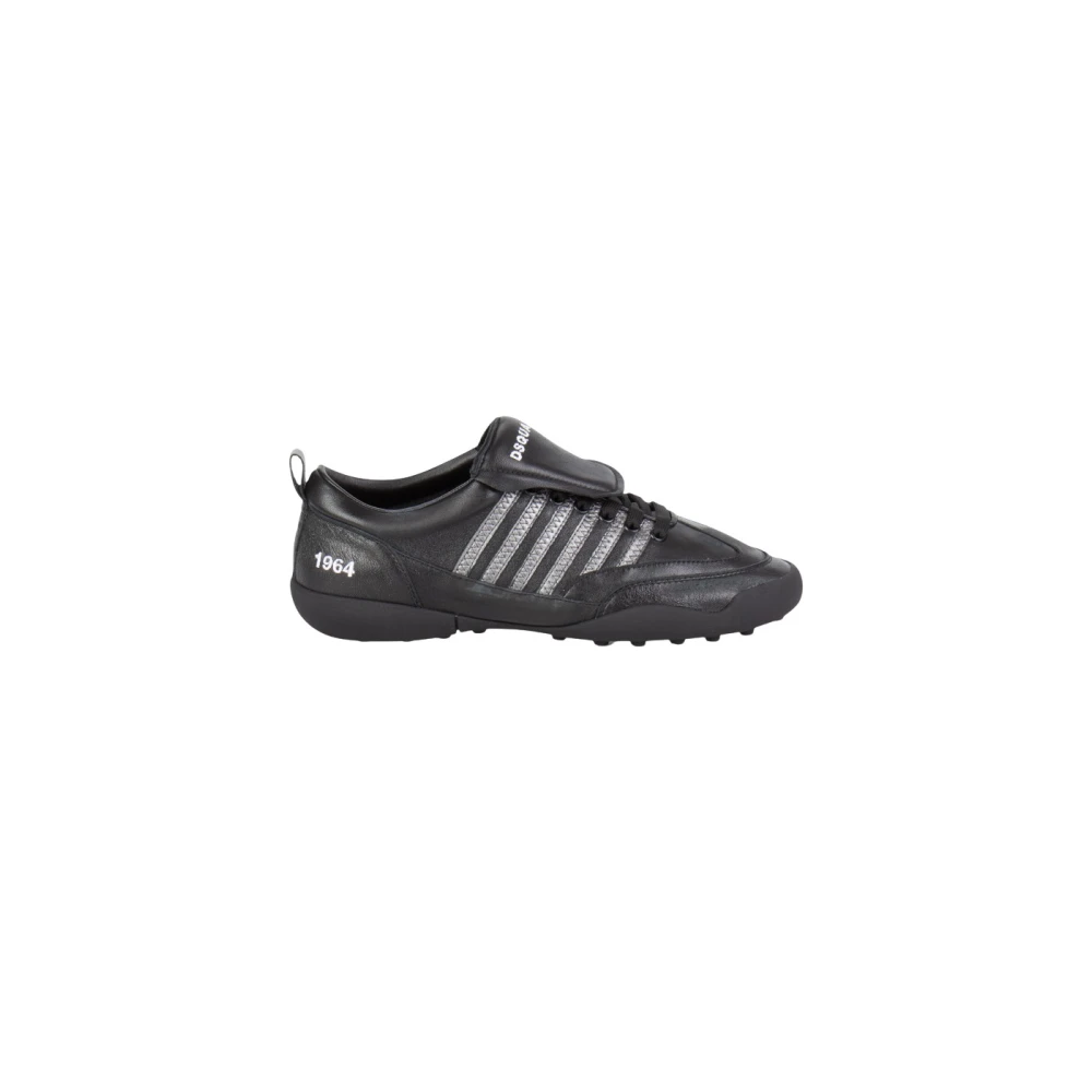 Dsquared2 Men's Black Sneakers, 9 Uk, Leather Soccer Trainers - Stylish